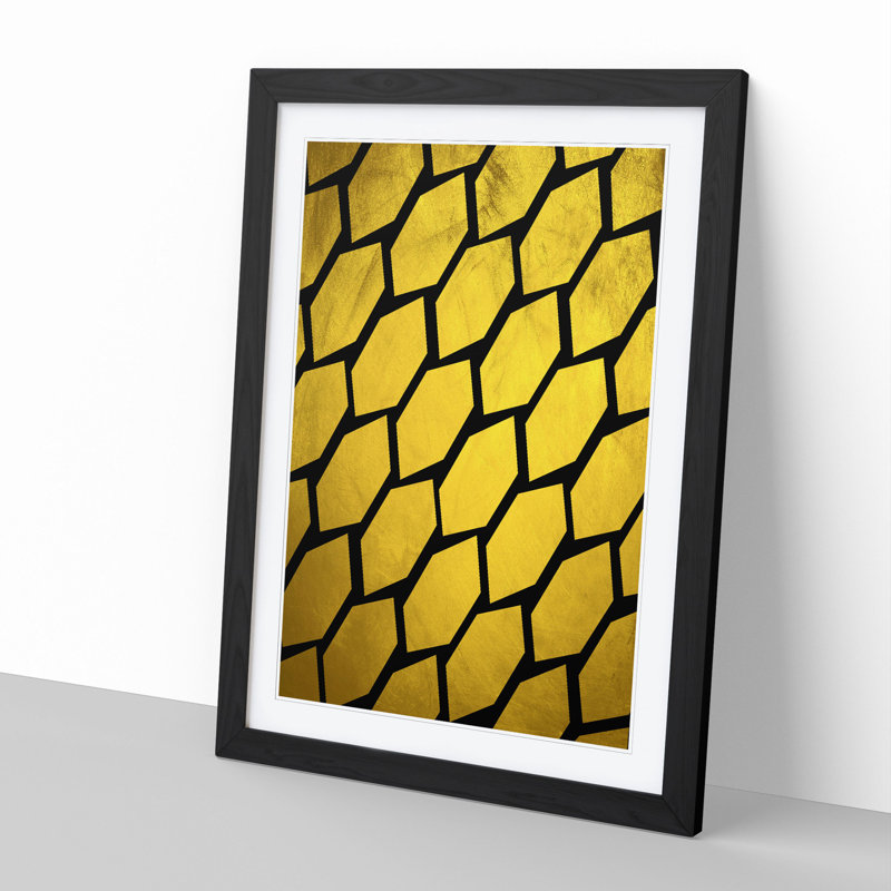 Golden Beehive - Picture Frame Graphic Art, 36cm H x 27cm W x 2cm D, Black Framed