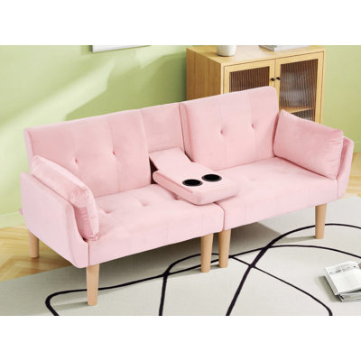 Canapé-lit futon Allen de 82 po en velours capitonné