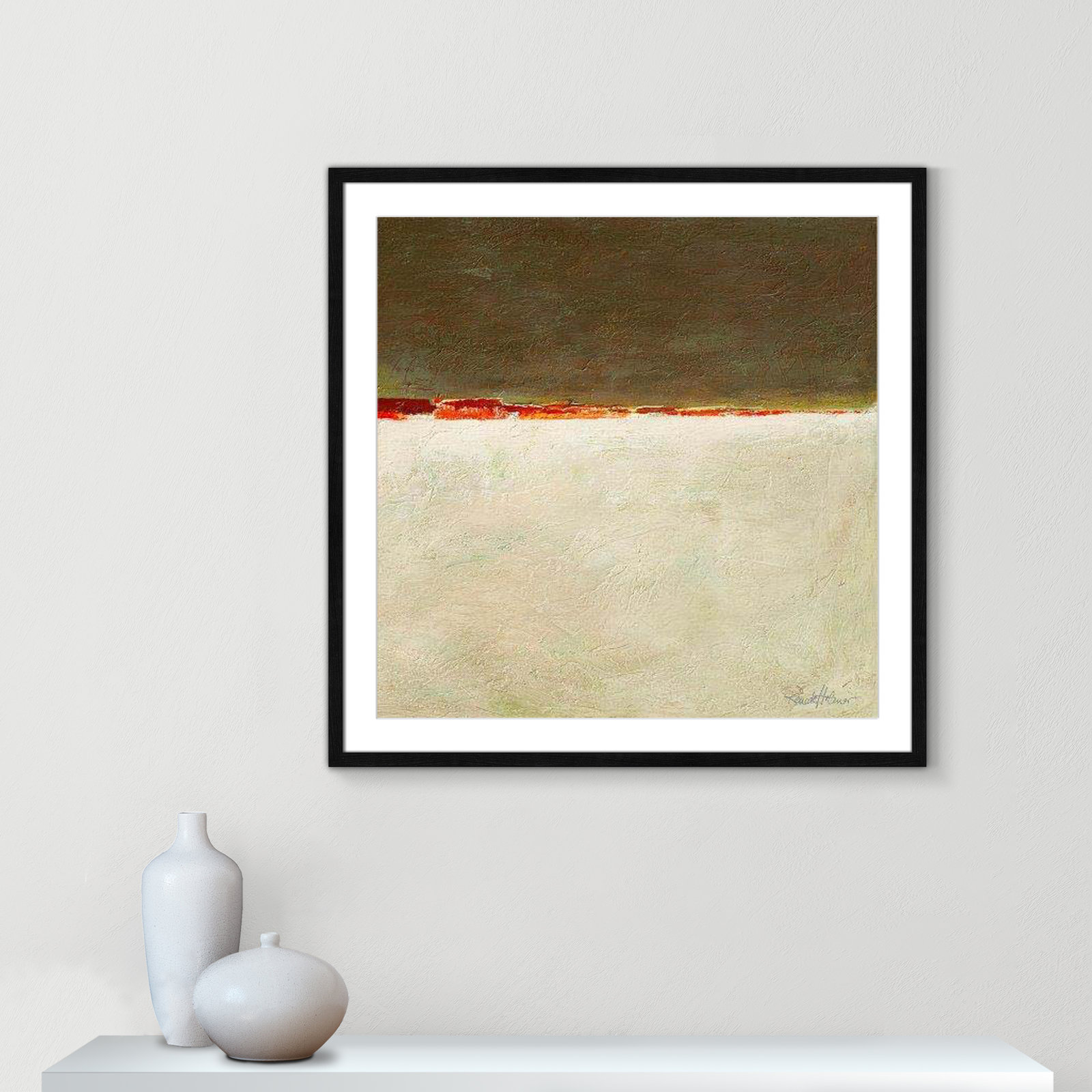 Orange Horizon I Print, Black Framed, 32" H x 32" W x 0.75" D