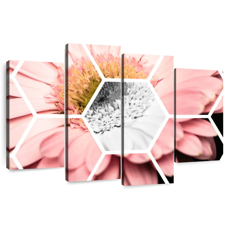 Harnek Pink Gerbera Hexagon, 54'' H x 84'' W