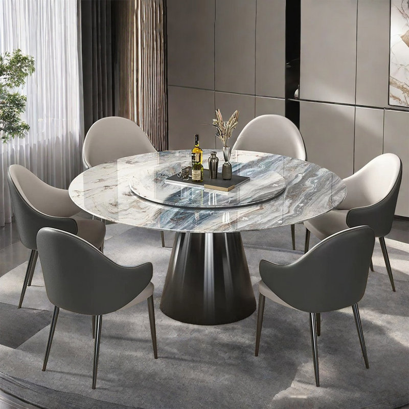 Ensemble de table de salle à manger Luxury Modern, H 29,52 po x L 51,18 po x l 51,18 po, 7 Pieces: Table, 6 Chairs