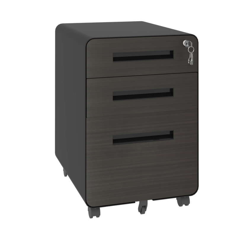 3-drawer Wide Mobile File Cabinet With Lock - All-steel Storage Cabinet On Casters, Fully Assembled For Home & Office, Holds Letter/a4 Files, 110lbs/drawer Capacity