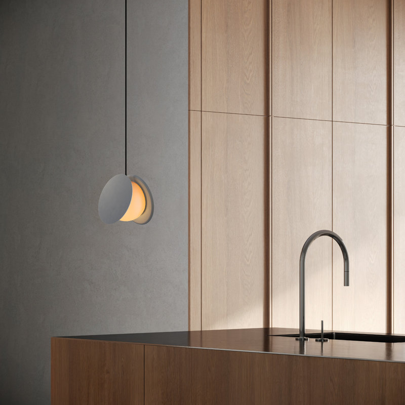 Pendulum Pendant Light, Black, Blossompink, 14" H x 9.69" W x 8.03" D