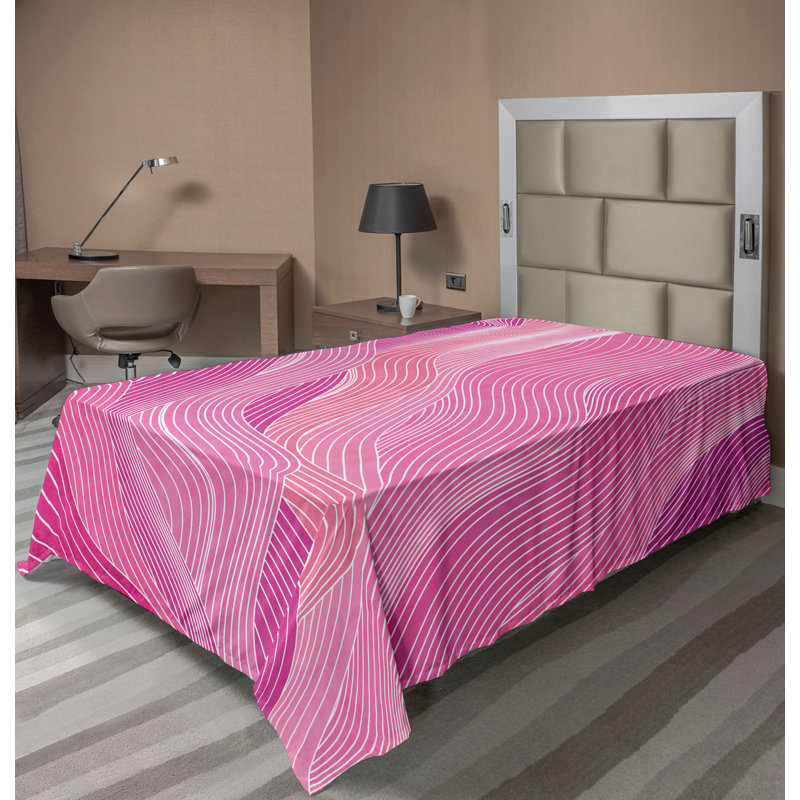 Drap plat moderne de style bohème Ambesonne, Drap plat pour lit simple TG, Magenta/Blush Coral Abstract