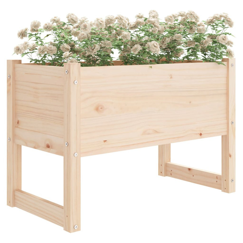 Wood Pot Planter, Brown, 52cm H x 78cm W x 40cm D
