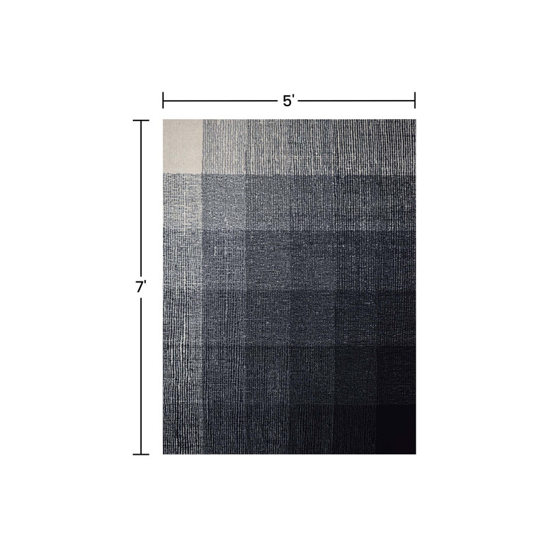 (5 pi x 7 pi) Tapis en laine touffeté à la main avec dossier en latex, tapis antidérapant, Rectangle 5 po x 7 po