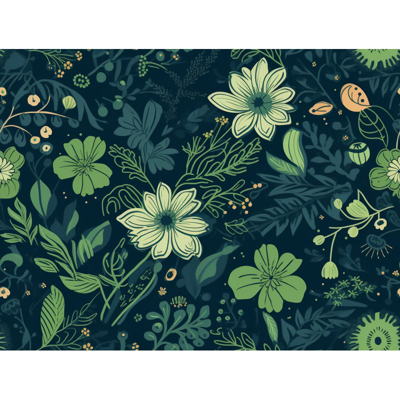 Machine Printed Duvet Cover, Twin Duvet Cover, Green/Navy