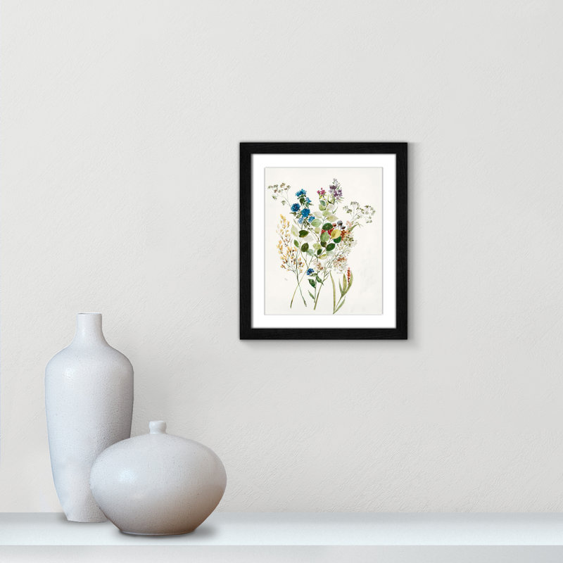 Fleurs délicates I - par - impression, Cadre noir, H 15 po x l 13 po x P 0,75 po