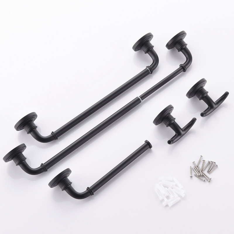 Quincaillerie de salle de bain 5 pièces, ensemble d'accessoires muraux, Noir mat