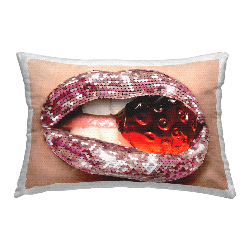 Coussin d'extérieur Glitzy Sequin Lips