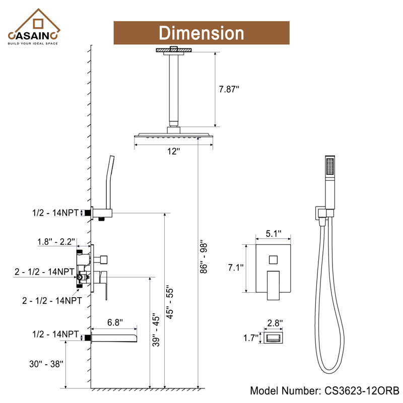 All-In-One Kit with Rough in-Valve, Oil Rubbed Bronze