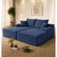 Canapé modulaire à compression en velours côtelé bleu 69 po