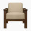 Fauteuil d'appoint moderne de style Mid-Century 29,5 po Bertolt avec revêtement en tissu texturé, structure en bois d'hévéa massif, ressorts en mousse sur les ressorts ensachés-107241521