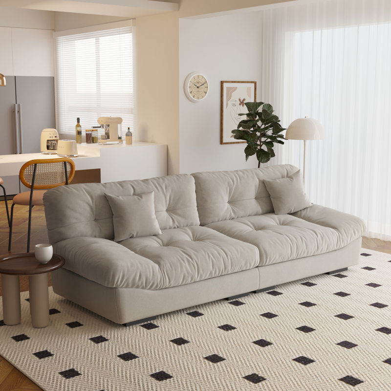 Canapé modulaire Jacouri, Velours givré beige