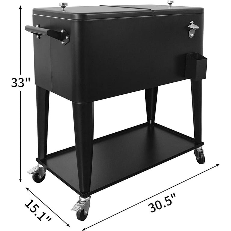 MeetingHome 80 Quarts Ice Chest with wheels, Black