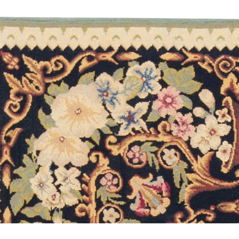 Hand-Knotted High-Quality Black and Gold Area Rug