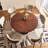 Walnut+Black Round Solid Wood Dining table-976494566