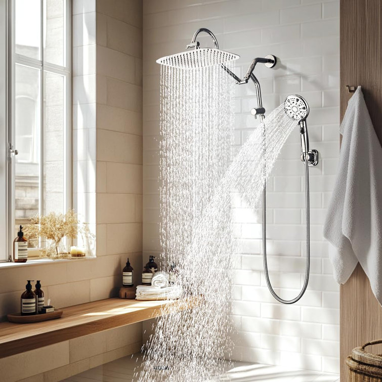 14" Rainfall Shower Head Combo with 9-Setting Handheld Spray