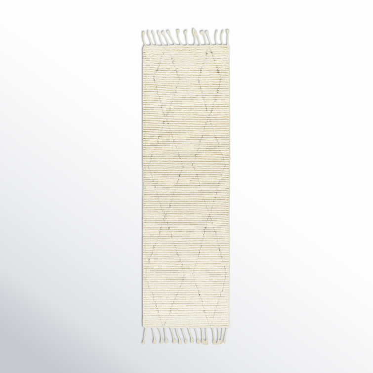 Talon Geometric Hand-Knotted Wool Area Rug in Cream