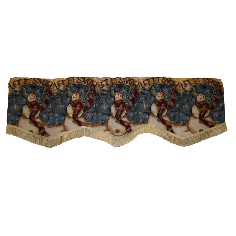 Seasonal Snowman Scalloped Window Valance