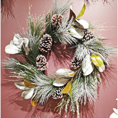 Faux Magnolia 24'' Wreath