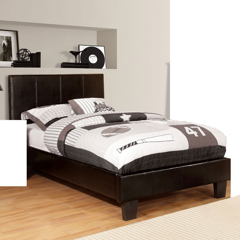Lit plateforme tapissier Aveiro, Simple, Espresso