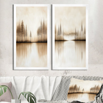 Autumn Forest 2 Piece Wall Art, Lake Reflection Canvas, Autumn Forest Reflected Over A Calm Lake
