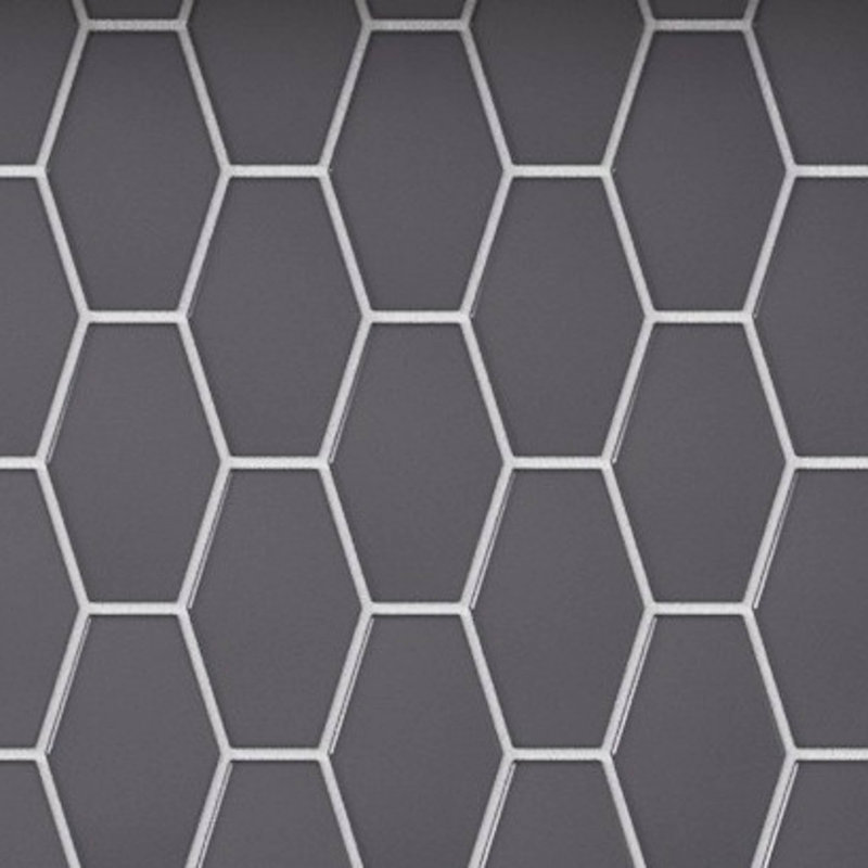 Long Hex 10.60in.x11 in. Glass Mosaic Tile, Carbon Matte