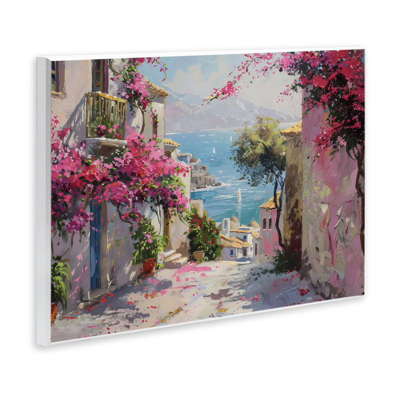 Plaque murale «Floral Village Streets Coastal Town», conception par LSR Design Studio, H 10 po x l 15 po