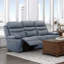 Canapé inclinable électrique moderne en cuir bleu avec ports USB, confort moelleux, 3 places, mobilier de salon (1 pièce)