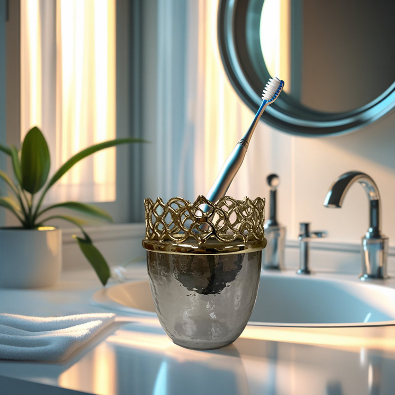 Gobelet de salle de bain en laiton et en verre de la collection Arabesque Parfaite décoration de Noël ou cadeau de Noël