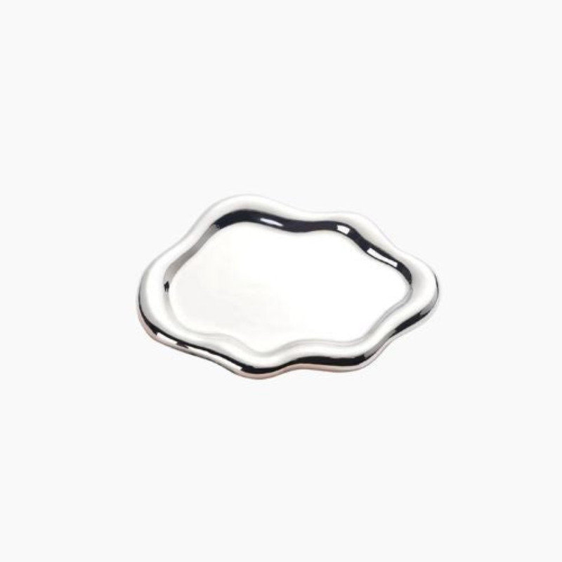 Ceramic Jewelry Tray - Cloud-Shaped Organizer for Rings and Accessories Display, Silver