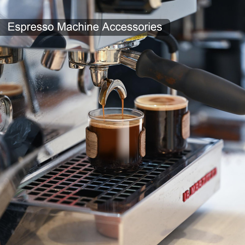Ensemble de 2 tasses à espresso avec anneau en bois, verre à liqueur à haute teneur en borosilicate 5 oz, petite tasse à expresso transparente, accessoires pour espresso