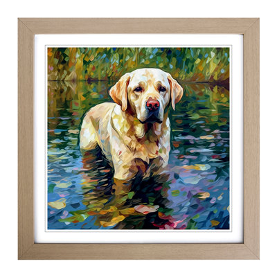 Labrador Retriever Neo-Impressionism - Single Picture Frame Print on Wood