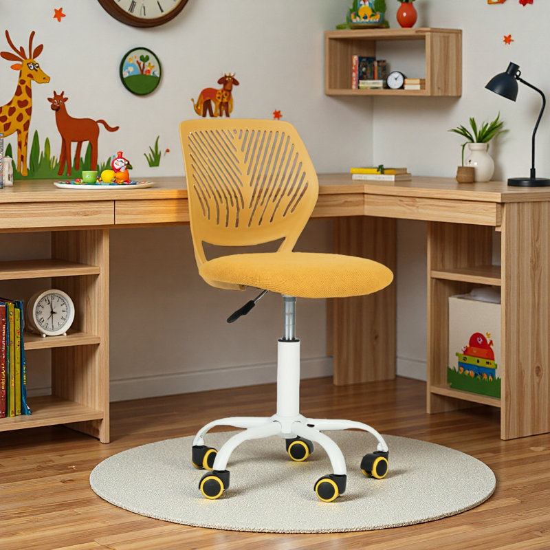 Hashtag Home Valerii Office Chair, Yellow, Microfiber / Microsuede