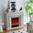 White Solid Wood Electric Fireplace