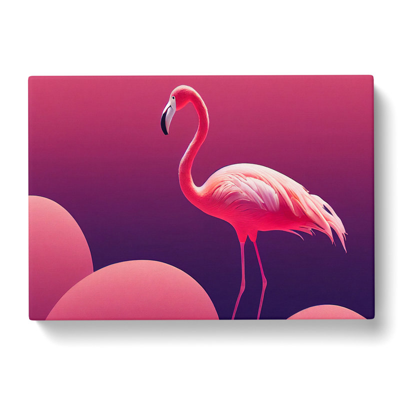 Resplendent Modern Flamingo - Wrapped Canvas Print, 50cm H x 76cm W x 3cm D