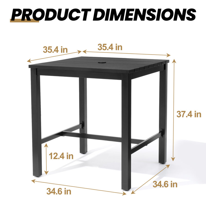 Patio 35" Square Bar Table With Umbrella Hole
