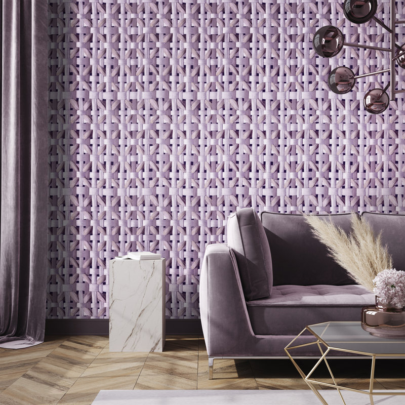 Pepper Shimmer Finish Octogonal Honeycomb Seta Wallpaper Roll, Purple