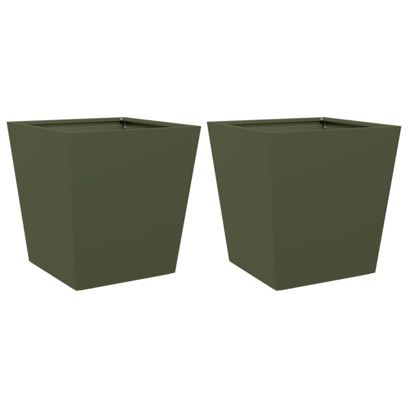 Aldegundo Metal Elevated Planter, 40 cm H x 40 cm W x 40 cm D, Olive