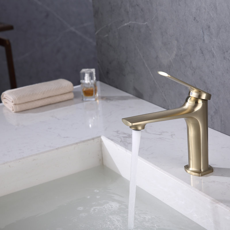 Le Mans - Robinet pour salle de bain à un trou Robinet pour salle de bain à poignée simple, Or