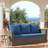 67.7" All-Weather Wicker 3-Seat Patio Sofa With Thick Blue Cushions & Black Frame-966270576