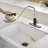 Pull Out Single Handle Kitchen Faucet With Deck Plate and Supply Lines-105373461