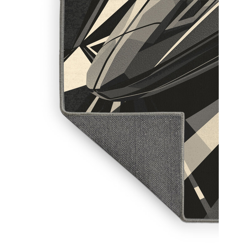 Soft Plush Gursewak High Speed Bullet Train Sleek & Chic Modern Geometric Area Rug in Brown – Gray Binding, 5x7