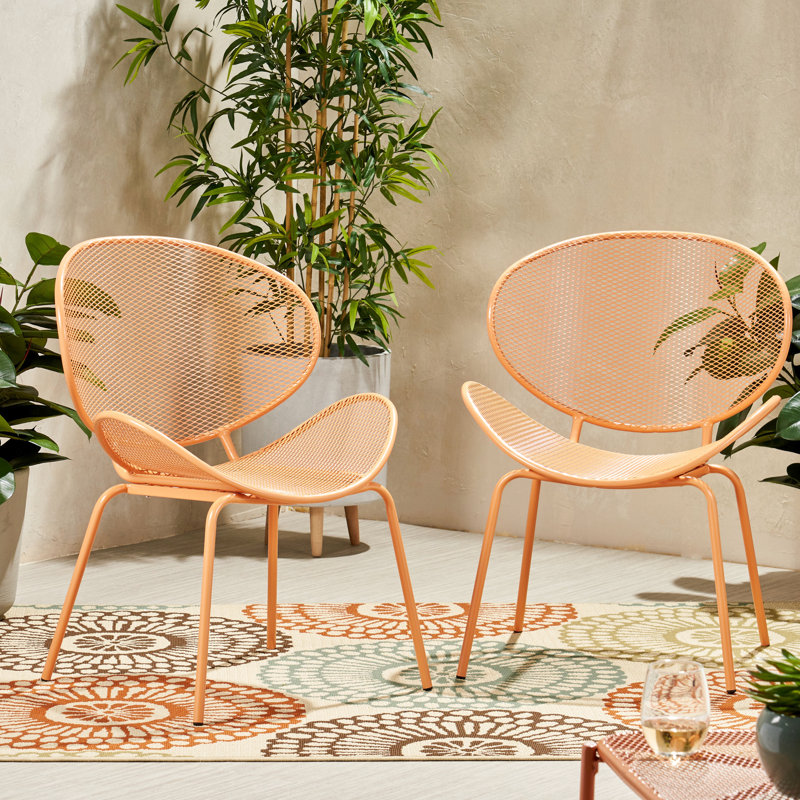 Powder-Coated Iron Chairs , Narrow Backrests, 25.5"D, Orange Retro Shell Chair  2 , Angled Legs, 24.07"W X 25.5"D