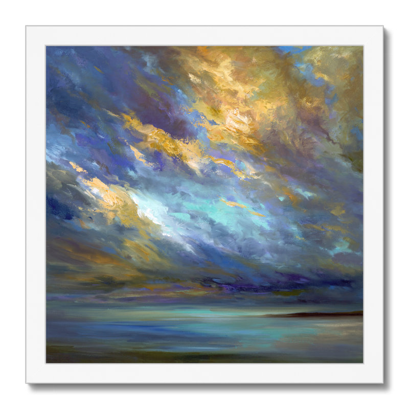 Coastal Clouds #30 by Sheila Finch - Painting, 34cm H x 34cm W x 2.3cm D, White Framed Paper Print