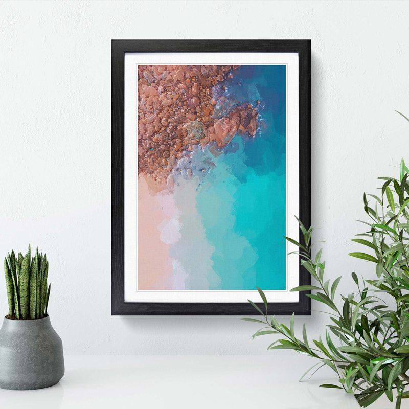 View of Shek O Beach in Hong Kong in Abstract - Picture Frame Graphic Art Print, 76cm H x 50cm W x 2cm D, Black