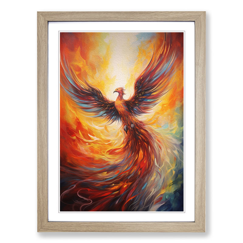 Phoenix Hard Edge Framed Print, 46cm H x 34cm W x 2cm D, Oak
