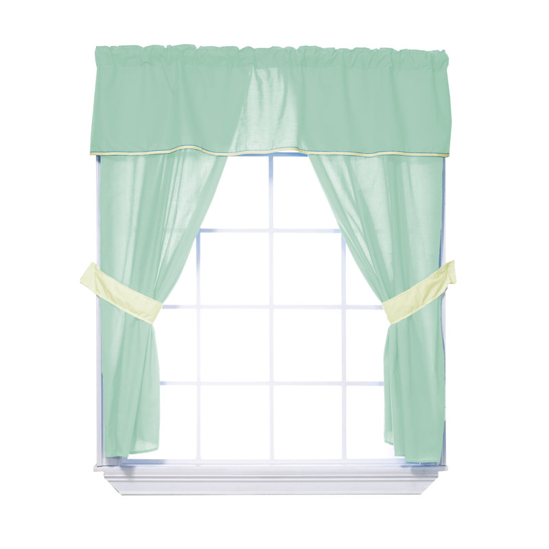 Semi Sheer Sliding Panel Pair, Mint/Yellow