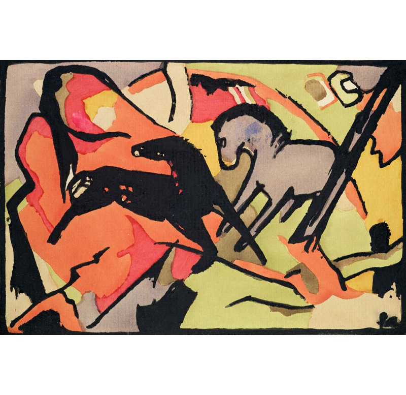 Affiche brillante de «Two Horses» de 1970, 16 po x 24 po